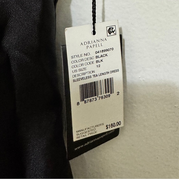 (NWT) Adrianna Papell Black Sleeveless Tea-Length Fit & Flare Dress – Size 12 - Picture 3 of 9